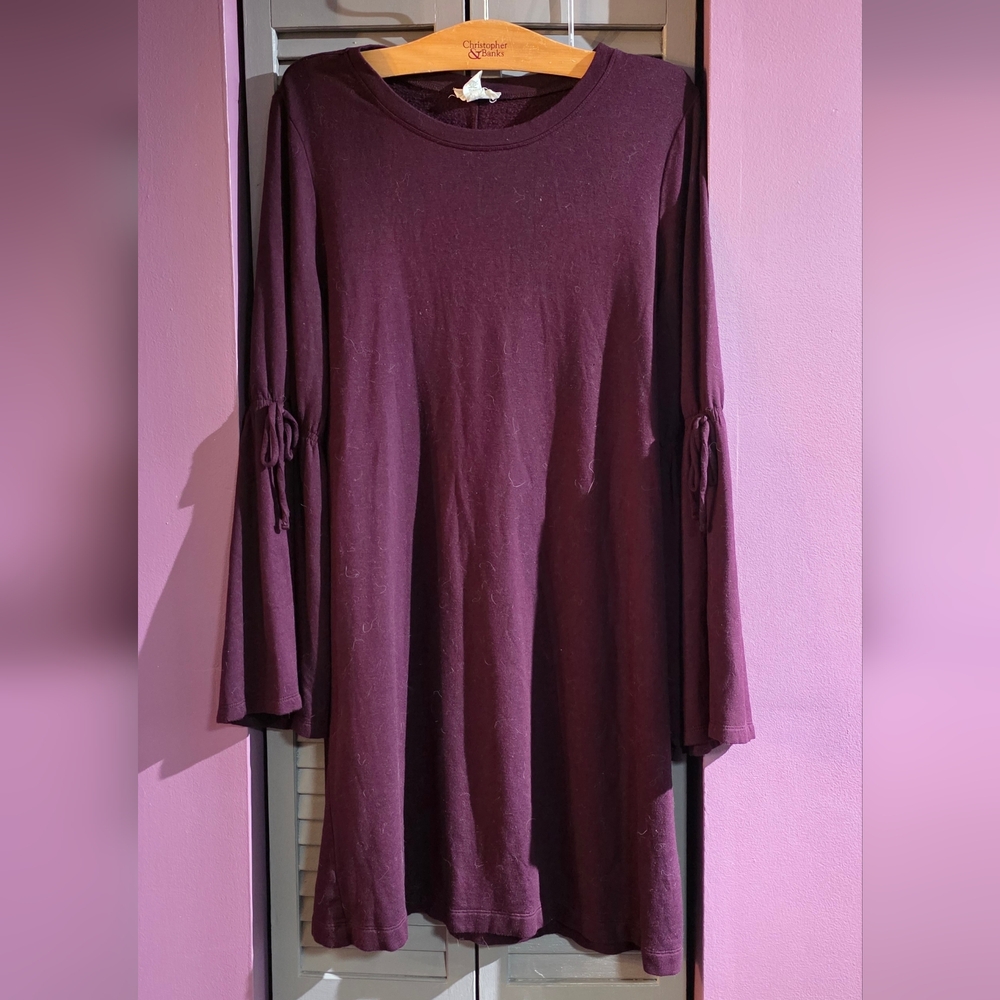 LOFT Rich Burgundy Long Sleeve Dress